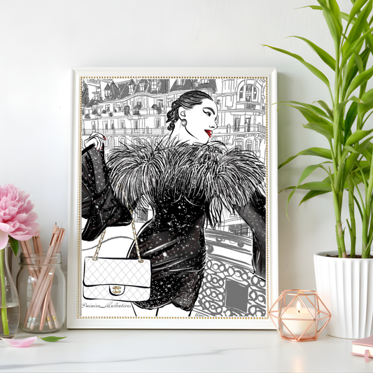 Stylish Fashion Woman in Paris – Digital Wall Art Print
