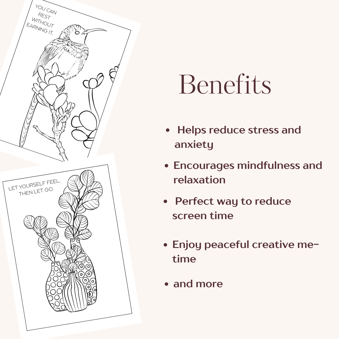 Calm Mind Coloring Book for Women | 37 Relaxing Pages, Quotes (Digital Download)