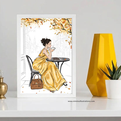 She Choose Herself  Framed Wall Art – A4 Fashion Illustration Decor for Women