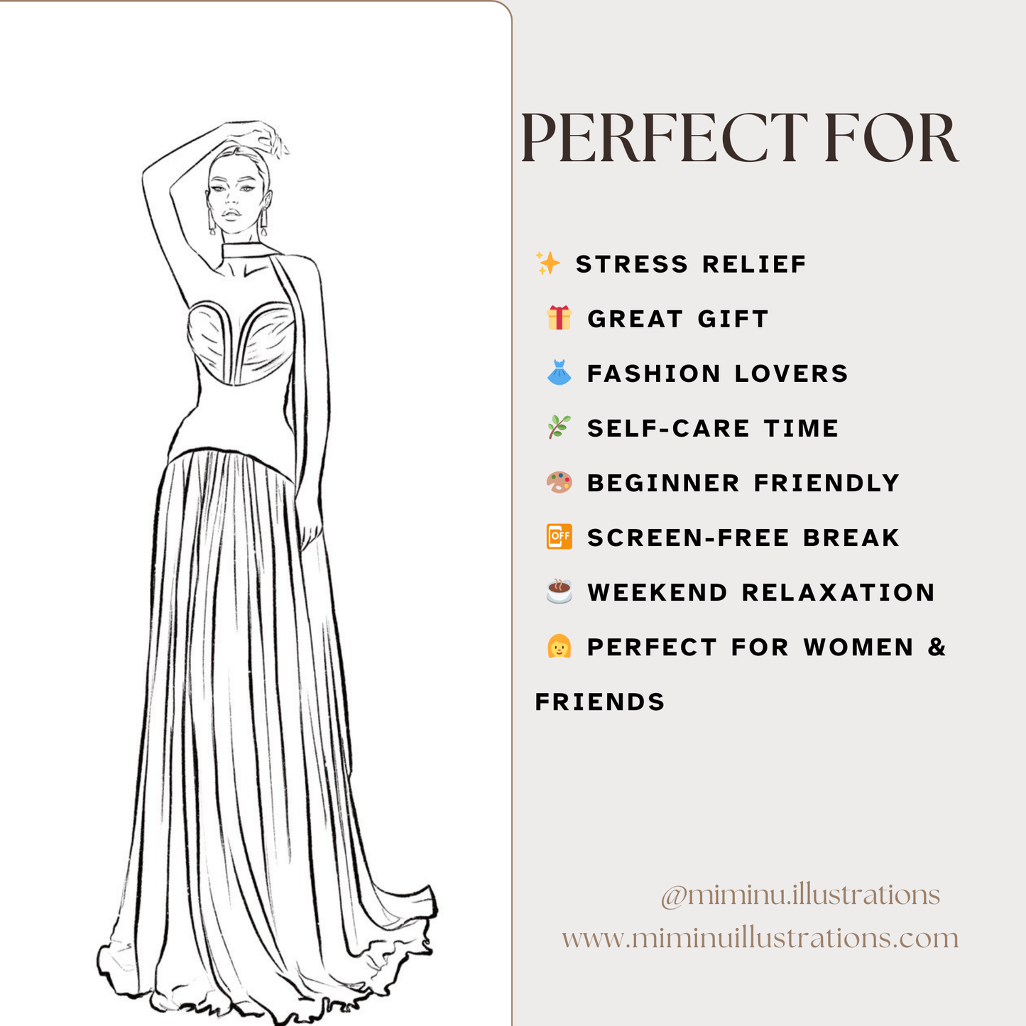 FAshion Coloring Book for Women | Stress Relief Coloring Pages | Digital Download