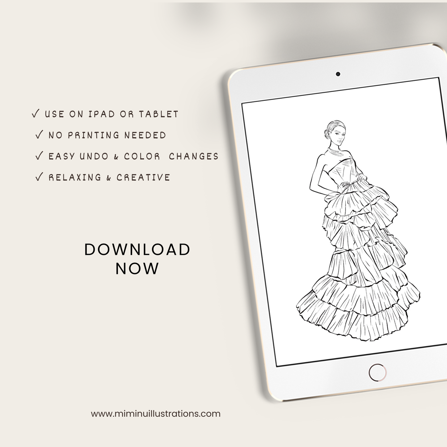 FAshion Coloring Book for Women | Stress Relief Coloring Pages | Digital Download