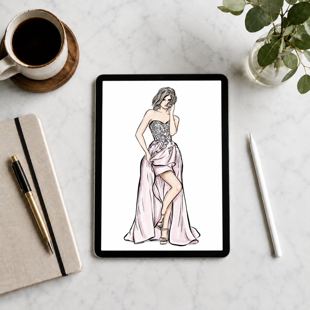 Premium Fashion Gown Coloring Book | Elegant Dress Coloring Pages A4 PDF  | Digital Download